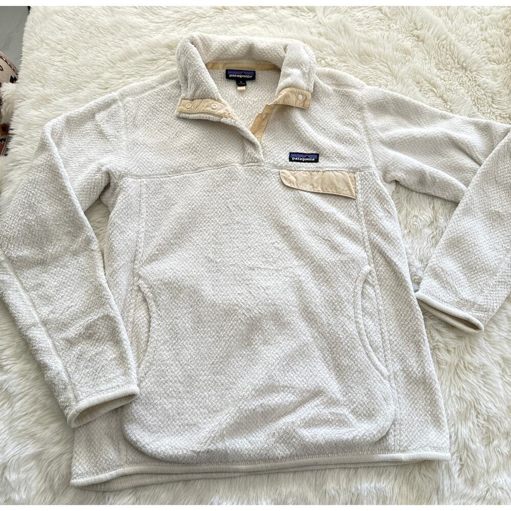 Patagonia Re Tool Snap T Fleece Pullover Sweater Jacket Raw Linen White Sz M